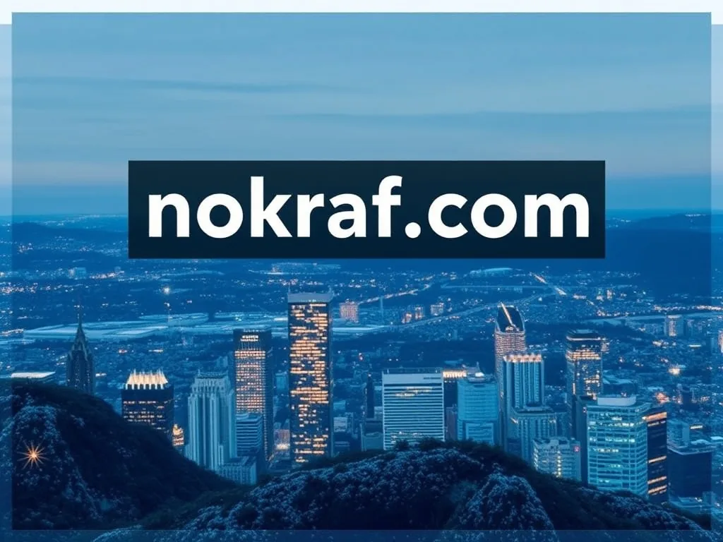 Un écran d’ordinateur affiche Nokraf.com sous une loupe